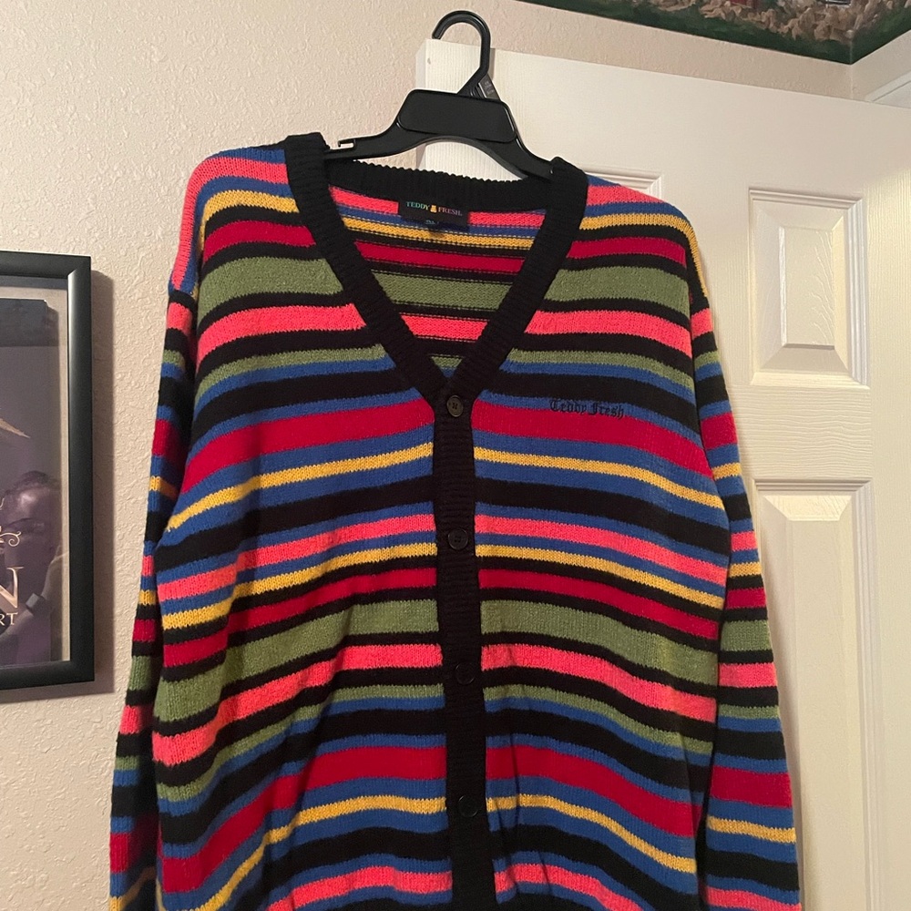 Teddy Fresh Colorful Striped Cardigan NWT